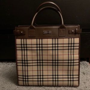 Burberry Vintage House Check Canvas Satchel